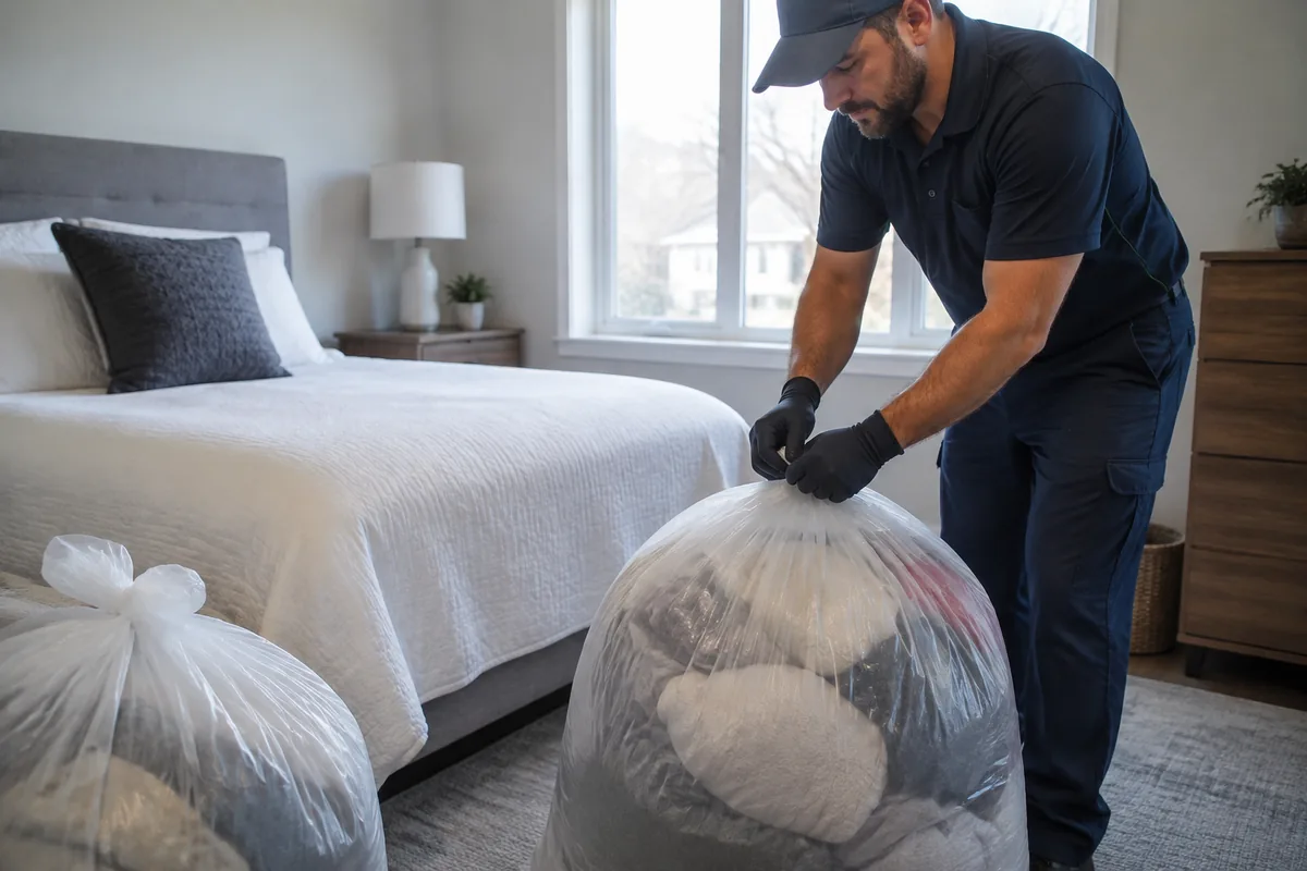 Laundry bags sealed for bed bug preparation Laundry bags sealed for bed bug preparation