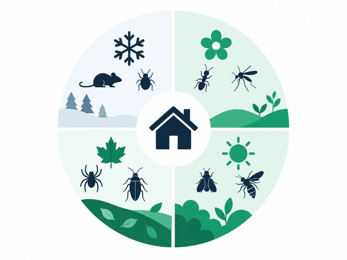 GTA pest calendar Seasonal calendar of common GTA pests: mice in fall and winter, ants in spring, wasps in summer