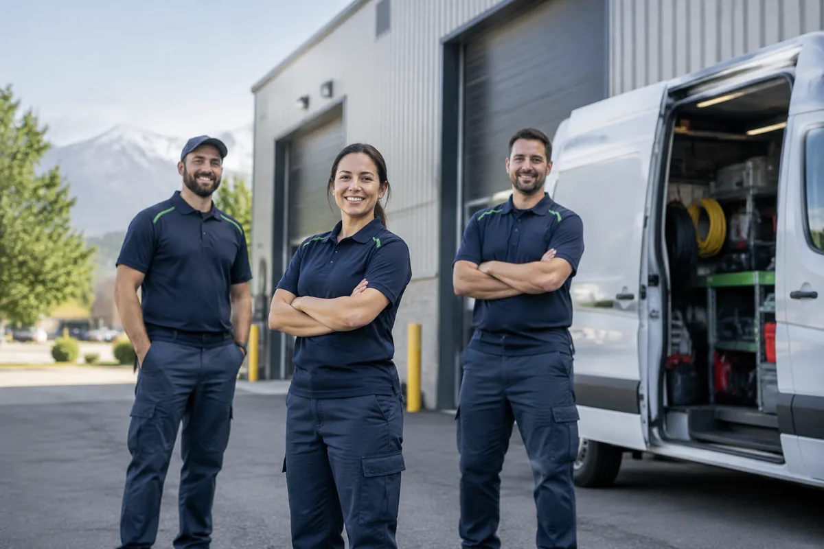 Meet our team The Hello Pest Control team outside their Scarborough office