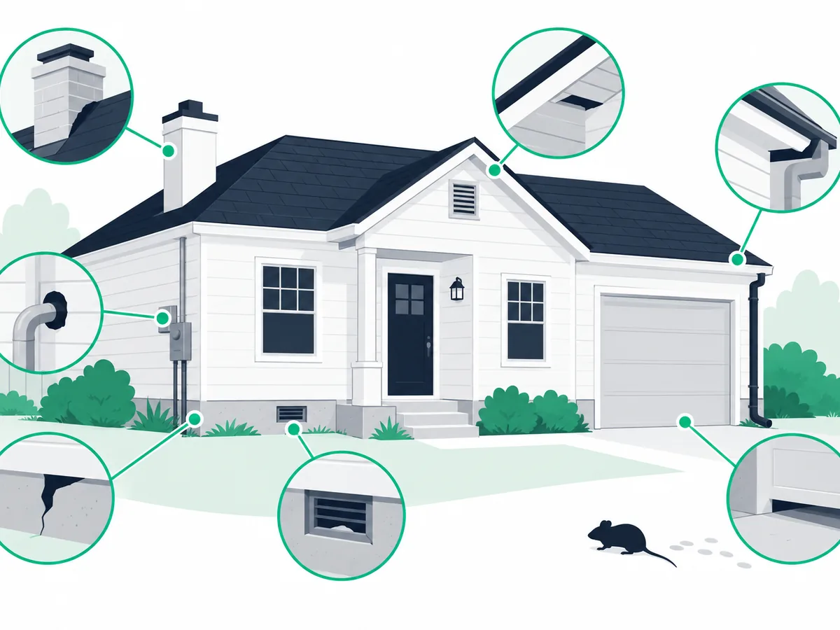 Diagram of common mouse entry points in a house Diagram of common mouse entry points in a house